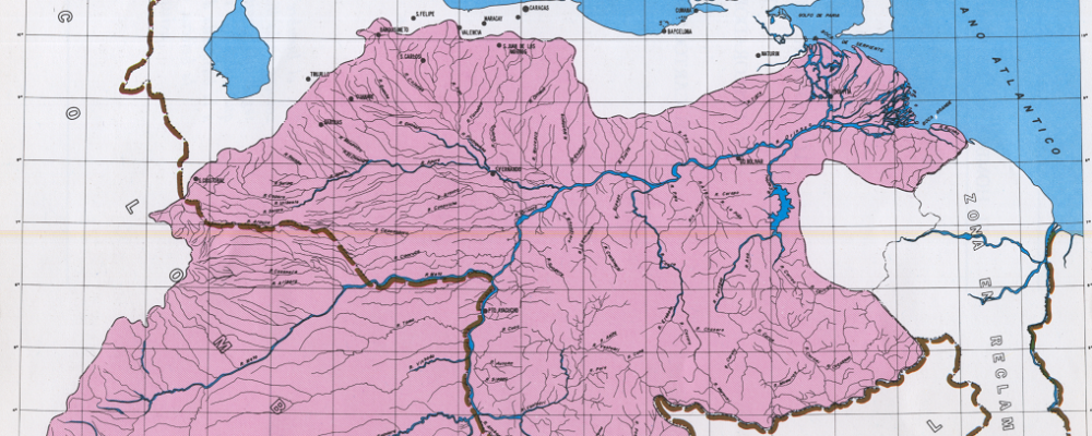 Floden Orinocos avrinningsområde. Karta: Rafael de León y Alberto J. Rodríguez Díaz. Editado conjuntamente por el Ministerio de Obras Públicas y la Corporación Venezolana de Guayana (uncopyrighted edition)/Wikimedia Commons