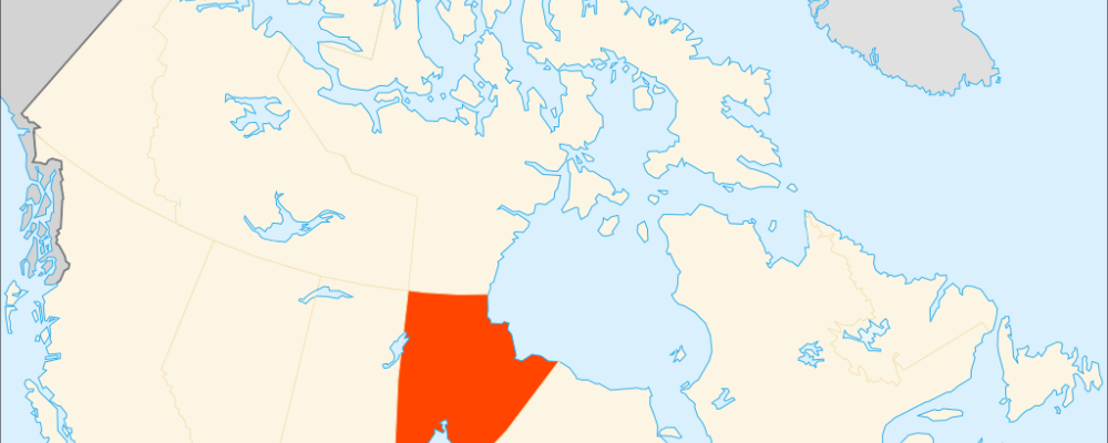 Provinsen Manitoba i Kanada är en glesbefolkad provins, men drygt 600 000 kvadratkilometer. Karta: EOZyo/Wikimedia Commons