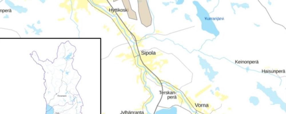 Platsen för fyndet. Grafit är en av batteriindustrins viktigaste råvaror. Den nya fyndigheten i Siikalatva kan på sikt bli en av Europas största och minska EU:s beroende av importerad grafit. Karta: Kupukan Grafiitti