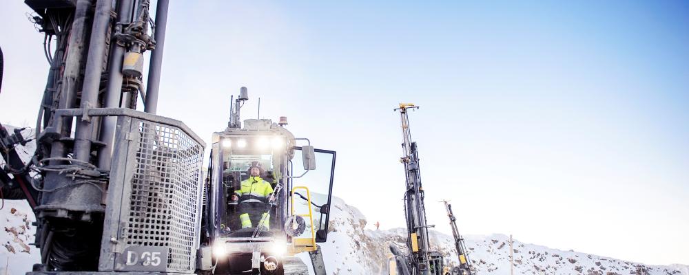 Borrigg i arbete under vinterförhållanden. Foto: Kaunis Iron