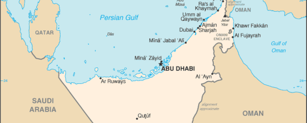 Förenade arabemiraten är global hubb för handeln med guld. Karta: Wikimedia Commons