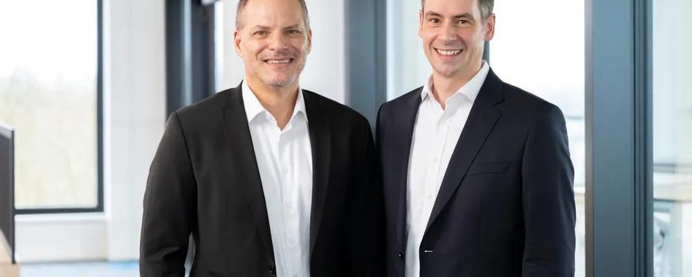 Werner Ponikwar, VD för Thyssenkrupp Nucera (left) and Stefan Hahn, CFO för samma företag. Thyssenkrupp Nucera tillverkar alkaliska vattenelektrolysörer – en teknik som är beprövad men som konkurrerar med andra lösningar som PEM och SOEC. Photo: Thyssenkrupp Nucera