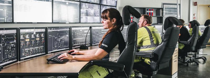 Kontrollrum i Bolidens anläggning i Garpenberg, Dalarna. Foto: Boliden