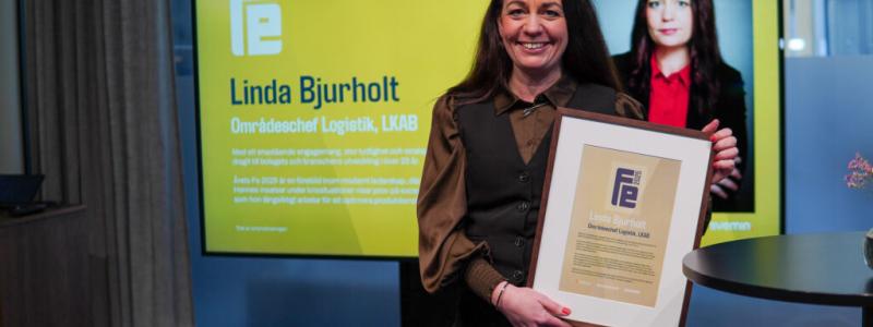 Linda Bjurholt, områdeschef Logistik på LKAB, blev utsedd till Årets Fe. Foto: Svemin