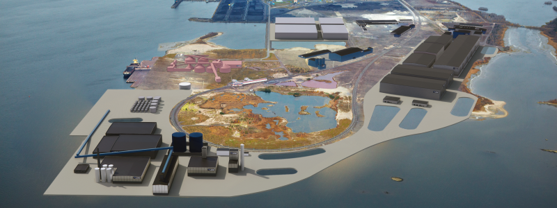 Illustration LKABs industripark för kritiska mineral med fullt utbyggda anläggningar. Ill: LKAB