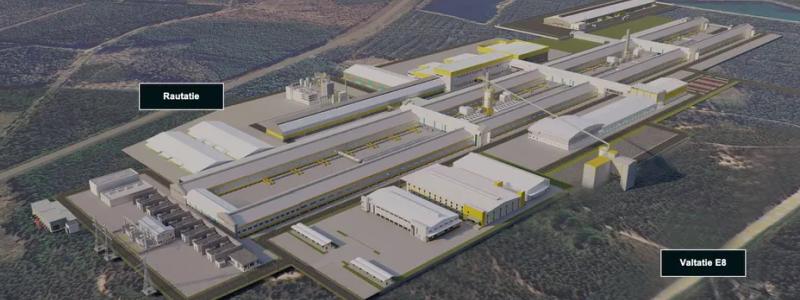 Fabriksplan. I Karleby och Kronoby planeras en produktionsanläggning för lågkoldioxidaluminium. Fabriken skulle bli 1,2 kilometer lång.
Bild: Arctial