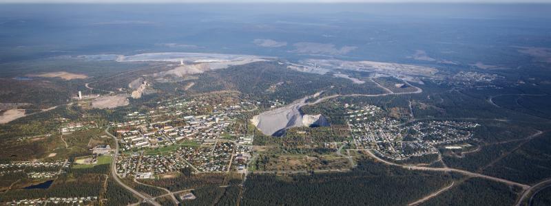 Flygvy över Malmberget. Foto: LKAB