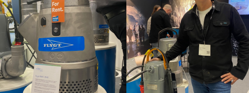 Peter Hansen, affärsutvecklare på Xylem visar Bibo α. Flygt Bibo – även för uthyrning