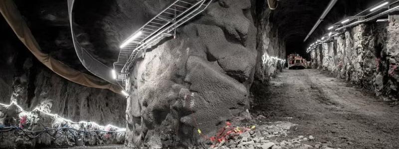 Tunneln till den underjordiska vätgaslagringsanläggningen i Luleå. Foto: Hybrit.