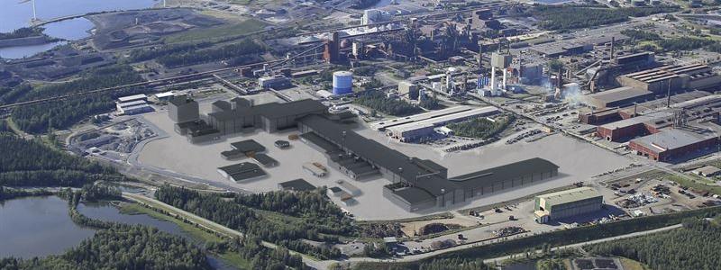 Den den planerade nya produktionsenheten mini-mill i Brahestad. Foto: SSAB