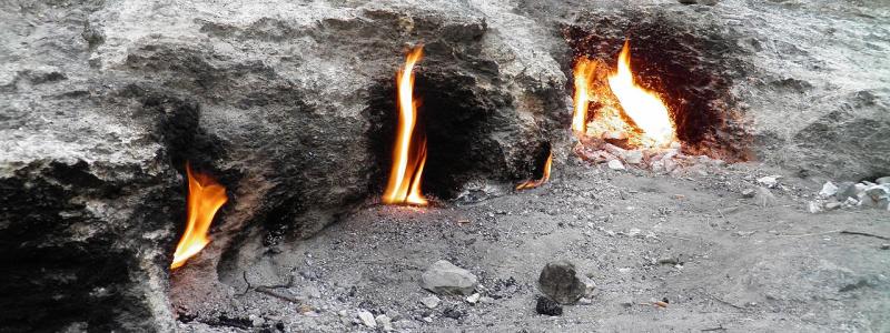 Vätgaskälla i Turkiet. Naturlig vätgas är sällsynt men förekommer på jorden. Foto: Carole Raddato/Wikimedia Commons