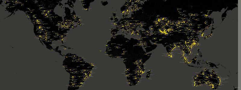 Globala fyndigheter av sällsynta jordartsmetaller. Karta: Wikipedia Commons lic. Kredit: Upphovsperson: Wikideas1