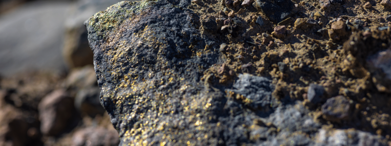 Kopparmineralisering. Foto: Viscaria