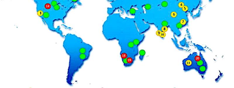 Karta över världens kända reserver av sällsynta jordartsmetaller baserad på data från U.S. Geological Survey.