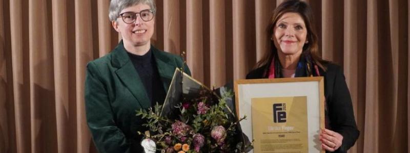 Ulrika Fager, Årets Fe 2026, och Eva Nordmark, prisutdelare och ordförande i Talga Group. Foto: Gustaf Andersson