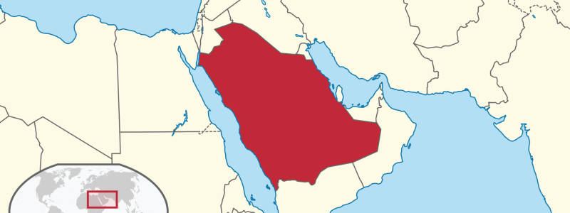 Saudiarabien skulle kunna bli en central del av en mineralernas "superregion" (genom sin närhet till andra mineralrika regioner i Centralasien), ett koncept som lanserades tidigare i år på branschmässan Future Minerals Forum i huvudstaden Riyadh. Karta: TUBS/Wikimedia Commons