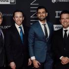 ANDRITZ prisas för AI-styrsystem i internationell gruvtävling. Andritz -team från vänster: David Garofalo, vd Goldcorp, Arthur Gooch, innovationschef ANDRITZ, Sohail Nazari, ansvarig för digital transformation vid ANDRITZ, samt konferencier Rick Mercer. Foto: Andritz Ag