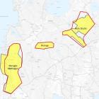 Karta som visar de utpekade riksintresseområdena. Tidigare områden markerat i gult och nya avgränsningar i rött. Karta: SGU