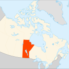 Provinsen Manitoba i Kanada är en glesbefolkad provins, men drygt 600 000 kvadratkilometer. Karta: EOZyo/Wikimedia Commons