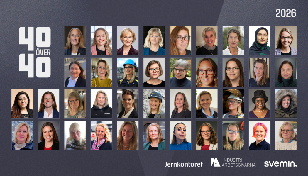 För att en kvinna ska kvala in på listan 40 över 40 krävs gedigen yrkeserfarenhet från gruv- och stålindustrin i en vid mening, att personen är 40 år fyllda och en ”god förebild genom engagemang, expertis och inkluderande medarbetarskap”. Bild: Jernkontoret