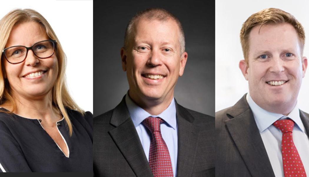 Eva Petursson, executive vice president, forskning och innovation på SSAB AB, Magnus Eriksson, tillförordnad vd och CFO på Höganäs AB och Pär Emanuelsson, vd på Uddeholms AB. Foto: Pressbilder från respektive företag