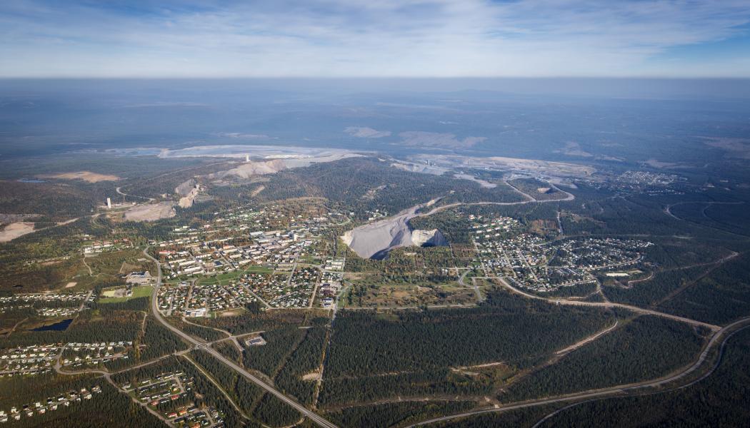 Flygvy över Malmberget. Foto: LKAB
