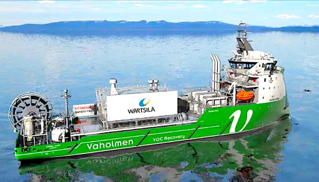 Att använda ett VOC-återvinningssystem (bilden) för laster skulle minska utsläppen med upp till 1 500-2 500 ton per lastning av en VLCC.FOTO. Ulstein Design & Solution