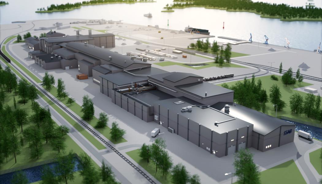 Illustration av SSABs nya stålverk i Luleå. Ill: SSAB