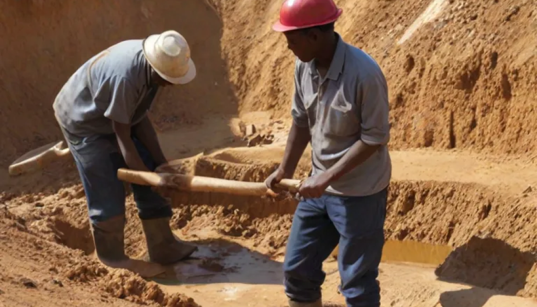 Hantverksmässig utvinning. Bild: AI-genererad bild. Inte ett fotografi. Copyright © Conventus – AI-genererat innehåll. Inget av materialet får reproduceras eller användas i andra sammanhang utan skriftligt tillstånd.