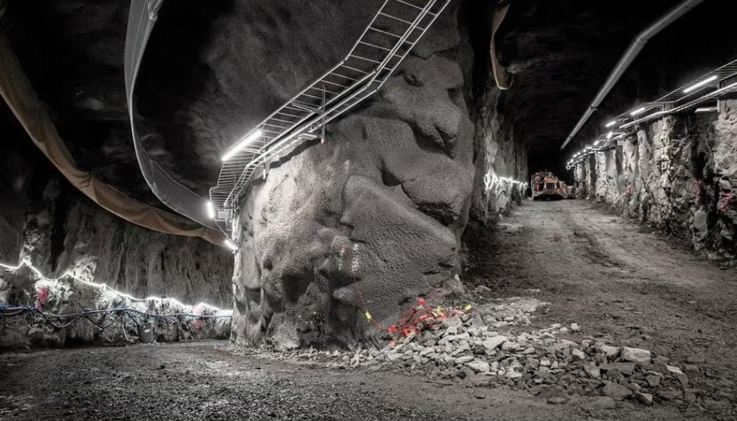 Tunneln till den underjordiska vätgaslagringsanläggningen i Luleå. Foto: Hybrit.