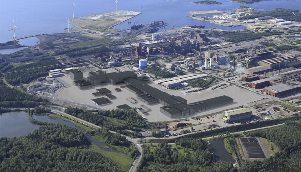 Den den planerade nya produktionsenheten mini-mill i Brahestad. Foto: SSAB