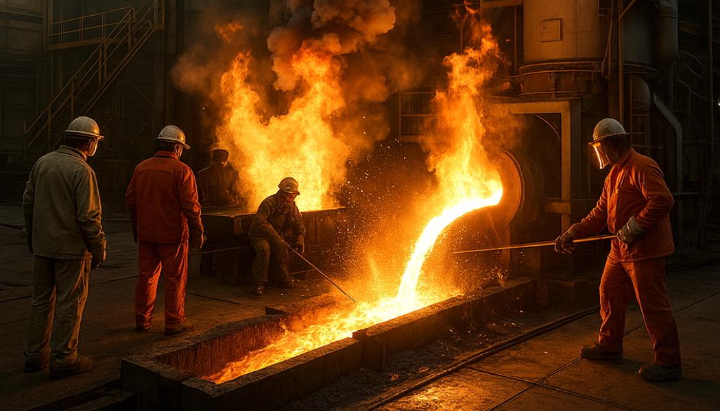 Rio Tinto ser den nya tekniken som ett steg mot att säkra bolagets relevans i en stålindustri som rör sig bort från kolbaserade masugnar. Symbolbild & Illustration: AI-genererad bild. Ej ett fotografi. Upphovsrätt © Conventus