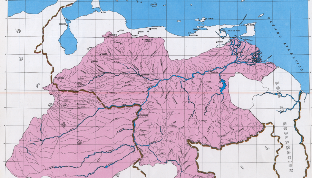 Floden Orinocos avrinningsområde. Karta: Rafael de León y Alberto J. Rodríguez Díaz. Editado conjuntamente por el Ministerio de Obras Públicas y la Corporación Venezolana de Guayana (uncopyrighted edition)/Wikimedia Commons