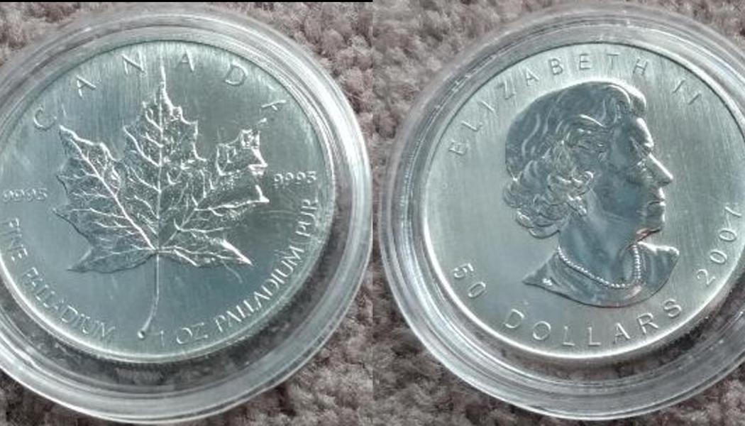 Högvärdiga mynt av palladium. Foto: Wikimedia Commons Lic. Kredit: Snd3054