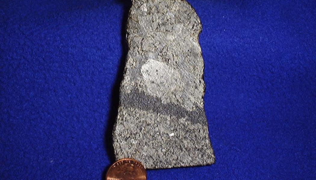 Malm med platinamineraliseringar. Platina är 30 gånger så ovanligt som guld på jorden. Foto: Wikimedia Commons