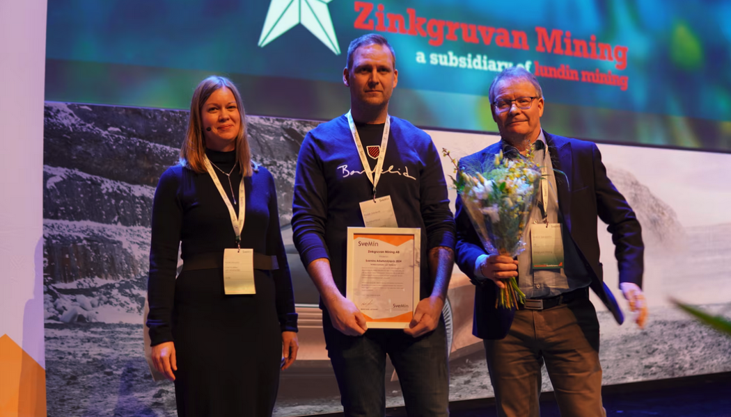 Zinkgruvan Mining är vinnare av Svemins Arbetsmiljöpris 2024. Foto: Svemin
