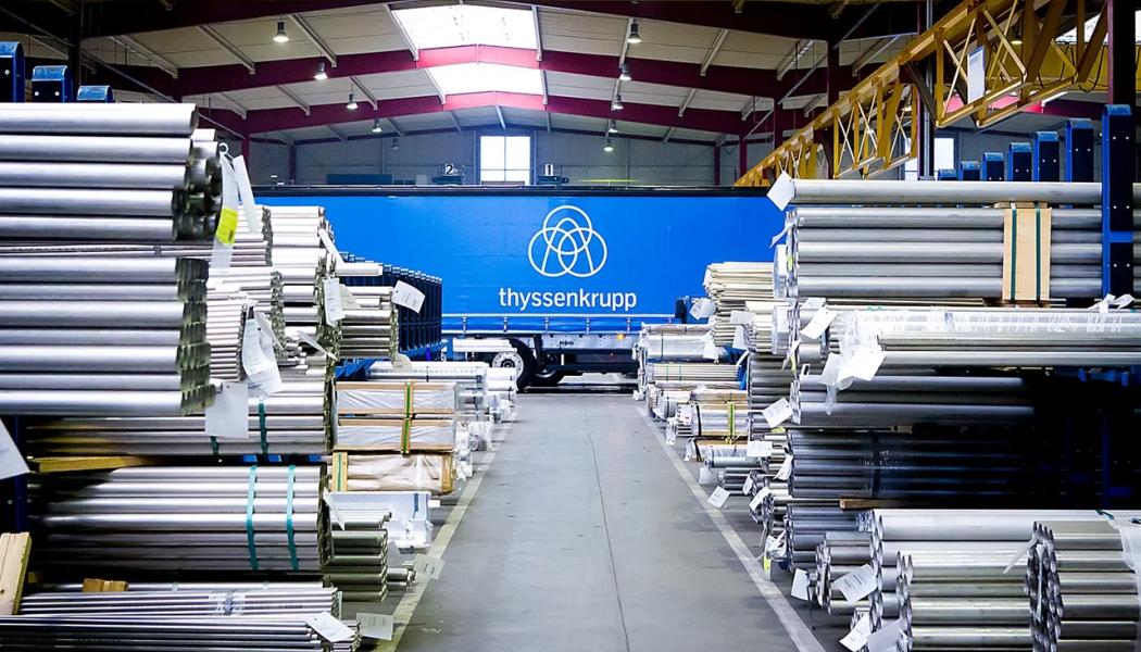 Thyssenkrupps stållager i koncernens fabrik i tyska Duisburg. Foto: Thyssenkrupp 