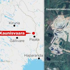 Anders Humlebo/TT: Kartan visar var gruvan i Kaunisvaara, som nu får utökat tillstånd, ligger.