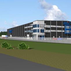 MTC Powder Solutions uppför ny produktionsanläggning i Hallstahammar. Illustration: Rithuset Arkitektkontor i Västerås.