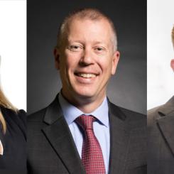 Eva Petursson, executive vice president, forskning och innovation på SSAB AB, Magnus Eriksson, tillförordnad vd och CFO på Höganäs AB och Pär Emanuelsson, vd på Uddeholms AB. Foto: Pressbilder från respektive företag