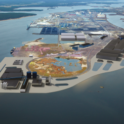 Illustration LKABs industripark för kritiska mineral med fullt utbyggda anläggningar. Ill: LKAB