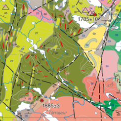 Mafisk granulit och gabbroid norr om Tårrajaur. Bild: SGU