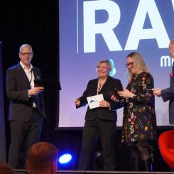 Håkan Lind, Senior Innovation Adviser, Nordic Innovation tillsammans med Maria Sunér, vd Svemin, Pekka Suomela, vd FinnMin och Anita Helene, generalsekteterare Norsk Bergindustri. Foto: Svemin