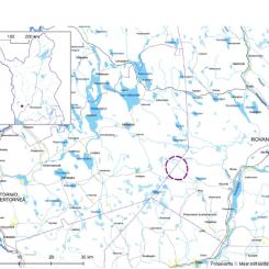 Projektområdet ligger i södra Lappland vid gränsområdet mellan Rovaniemi och Övertorneå. Det ungefärliga läget är markerat med lila på kartan. Karta: Rajapalot