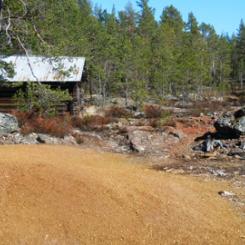 Flätsbo gruva är en sulfidmineralisering med koppar, zink och lite bly som disseminering. Den ligger strax utanför det undersökta området. Foto: SGU