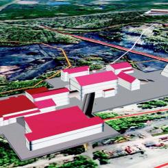 Illustration av planerad anrikningsanläggning och vanadinfabrik i finländska orten Otanmäki. Bild: Otanmäki Mine Oy