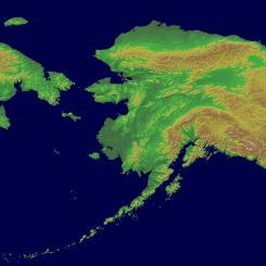 Topografisk karta av Alaska. Foto: Wikimedia Commons